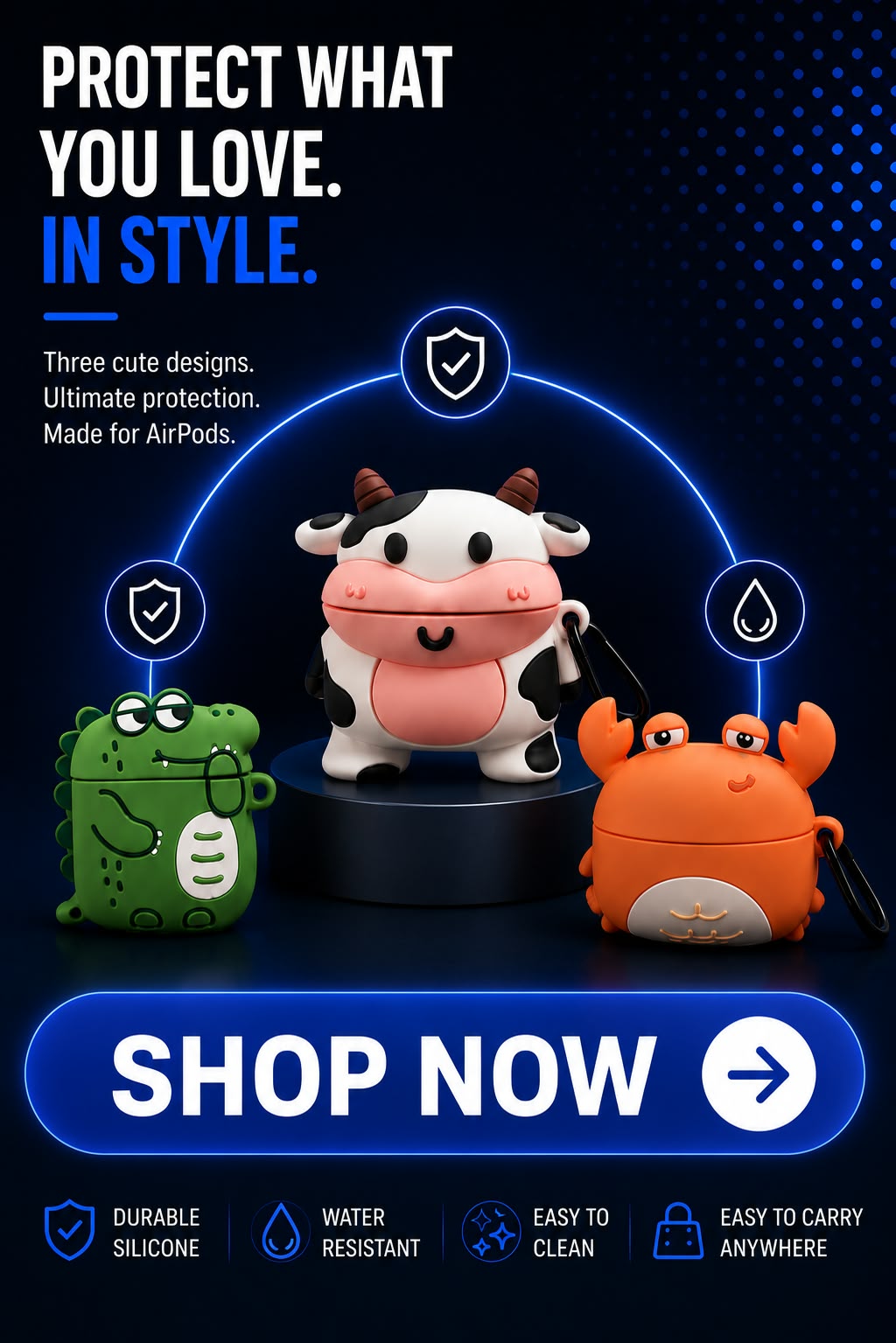 Perspectaa Cartoon Silicone AirPods Case Cover - Landing Image 4