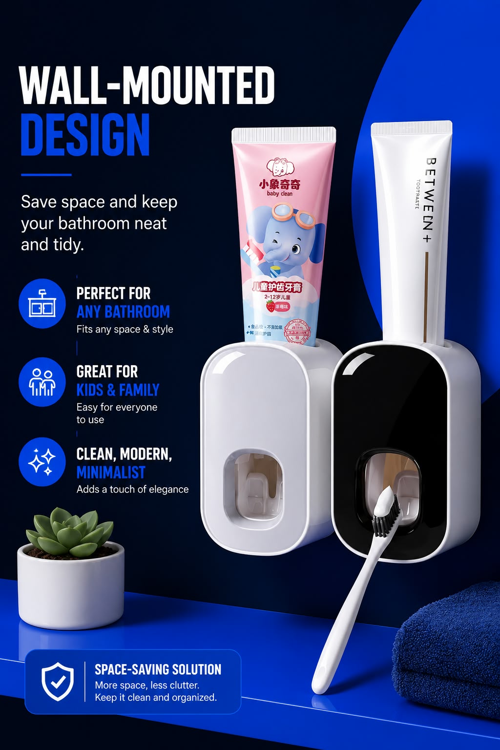 Perspectaa Wall-Mounted Toothpaste Dispenser and Storage Rack - Landing Image 4