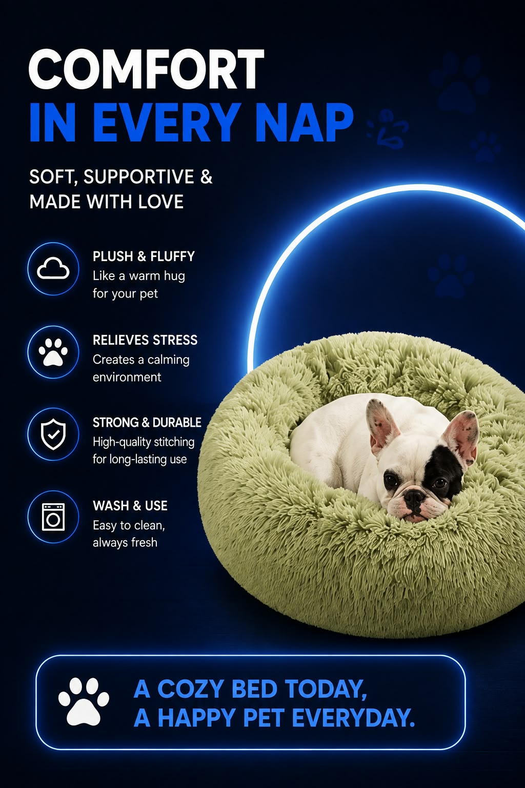 Perspectaa Round Fluffy Plush Pet Bed - Landing Image 5