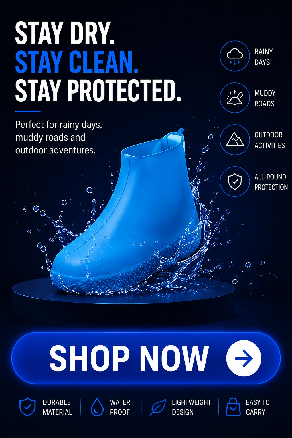 Perspectaa Waterproof Non-Slip PVC Shoe Covers - Landing Image 4