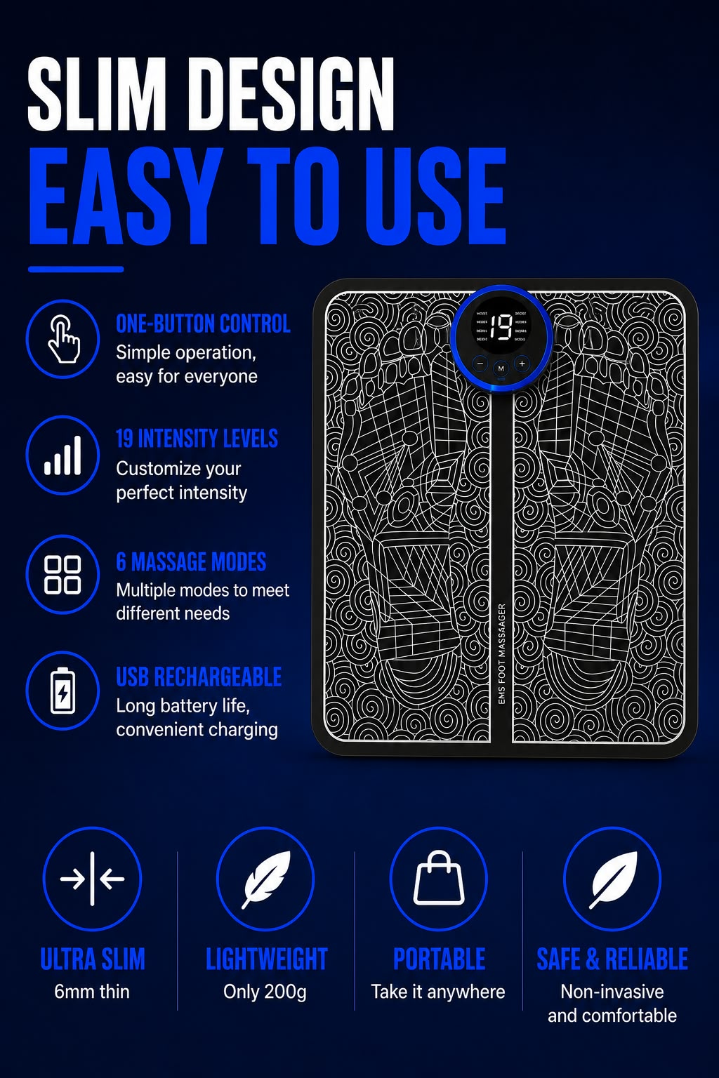 Perspectaa EMS Foot Massage Pad with Pulse Technology - Landing Image 4