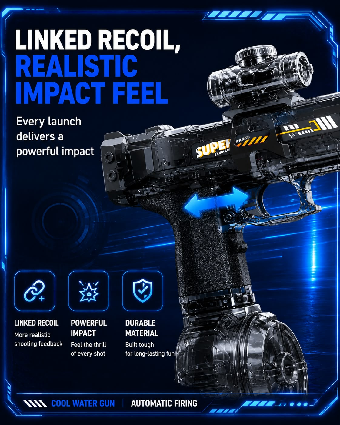 Perspectaa Electric Water Gun with Light Effect - Landing Image 4