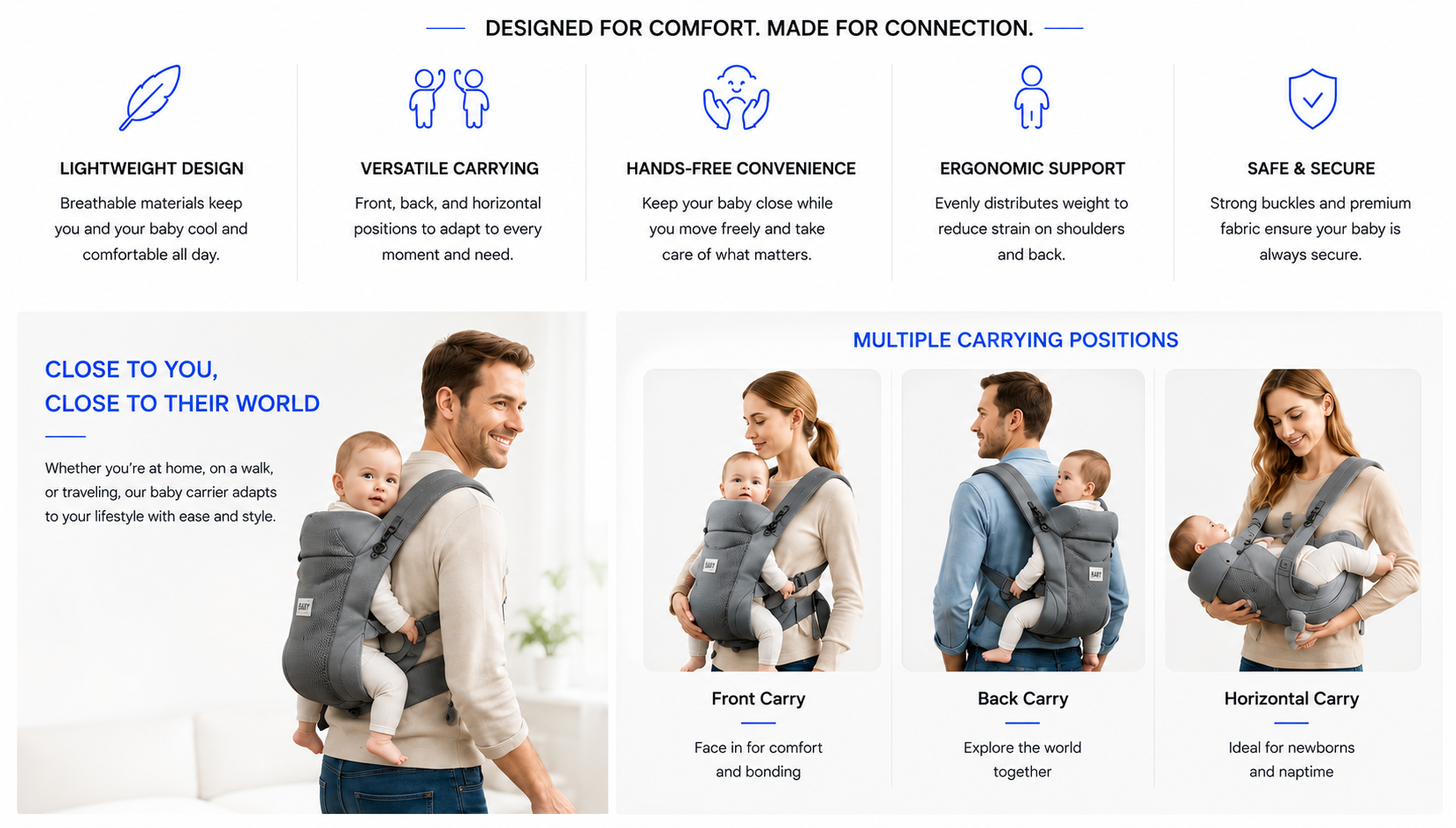Perspectaa Lightweight Breathable Baby Carrier - Landing Image 2