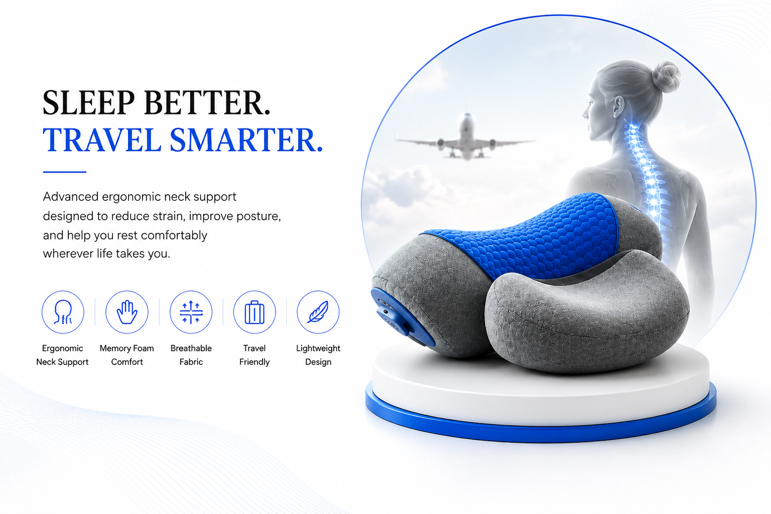 Perspectaa Adjustable Heating Massage Neck Pillow with Memory Foam - Landing Image 1