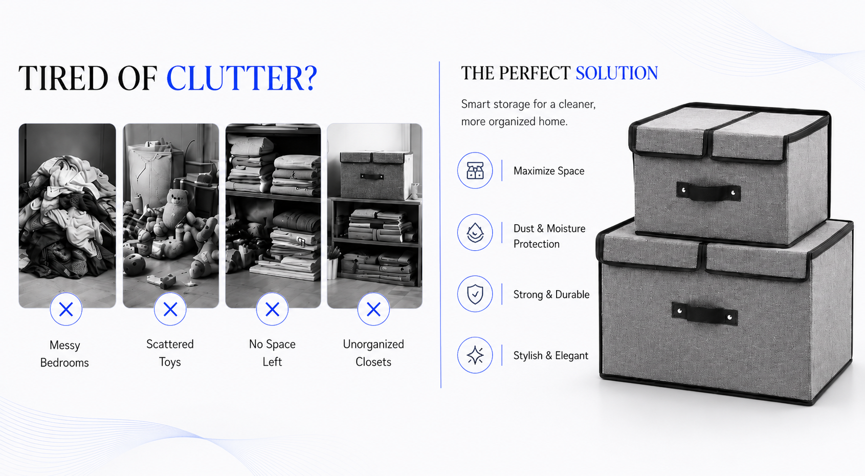 Perspectaa Foldable Fabric Storage Box with Dividers - Landing Image 4