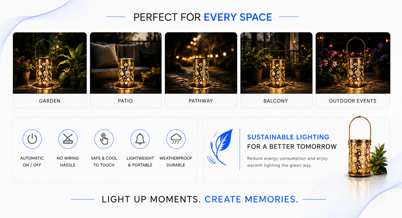 Perspectaa Solar Powered Outdoor Garden Hanging Ligh - Landing Image 2