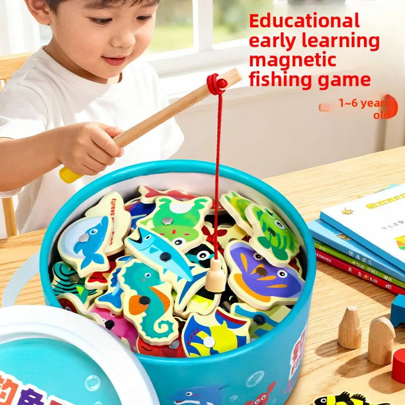 PerspectaaWooden Magnetic Fishing Game for Kids