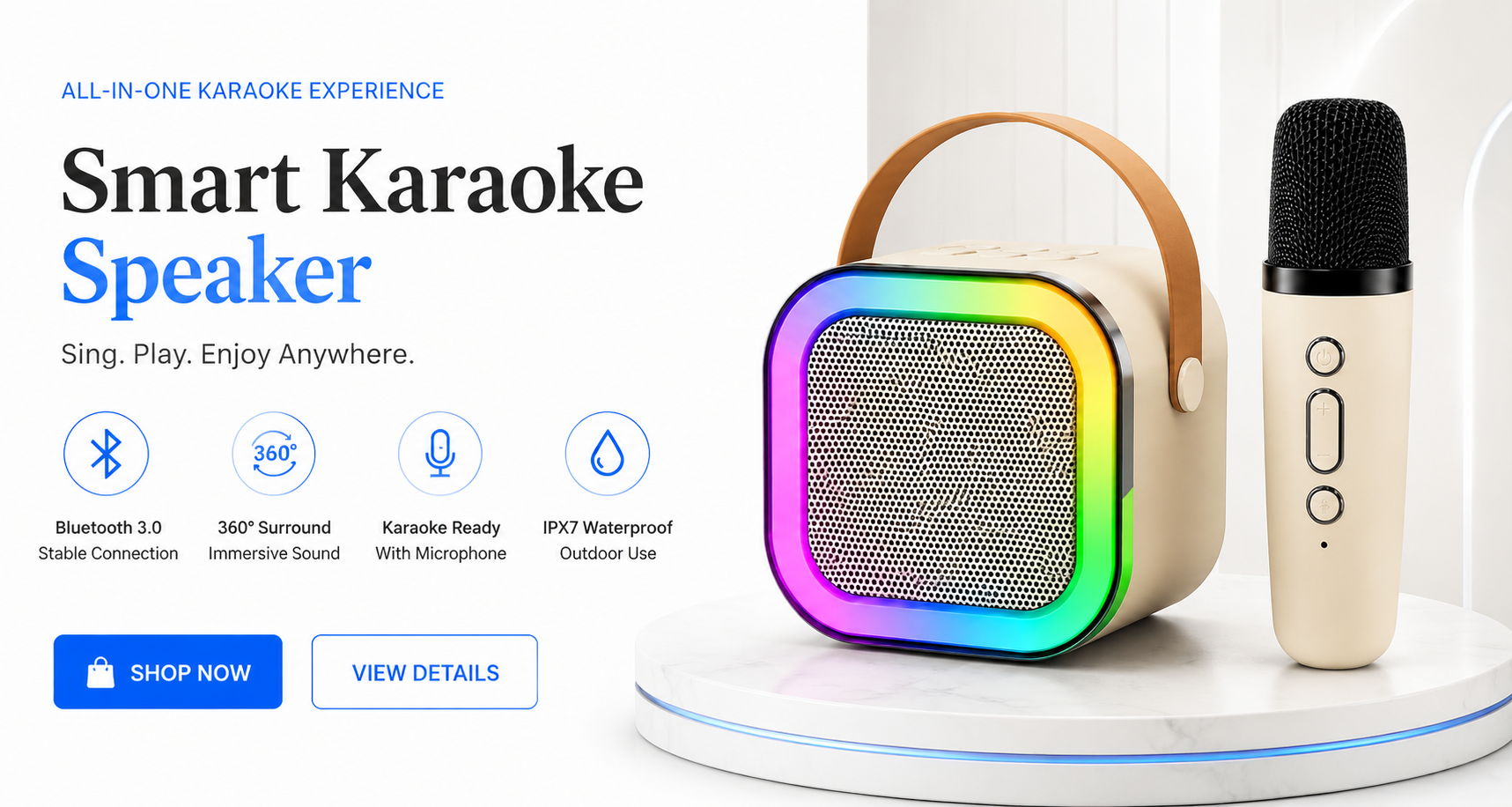 PerspectaaPortable Bluetooth Karaoke Speaker with Microphone - Landing Image 3