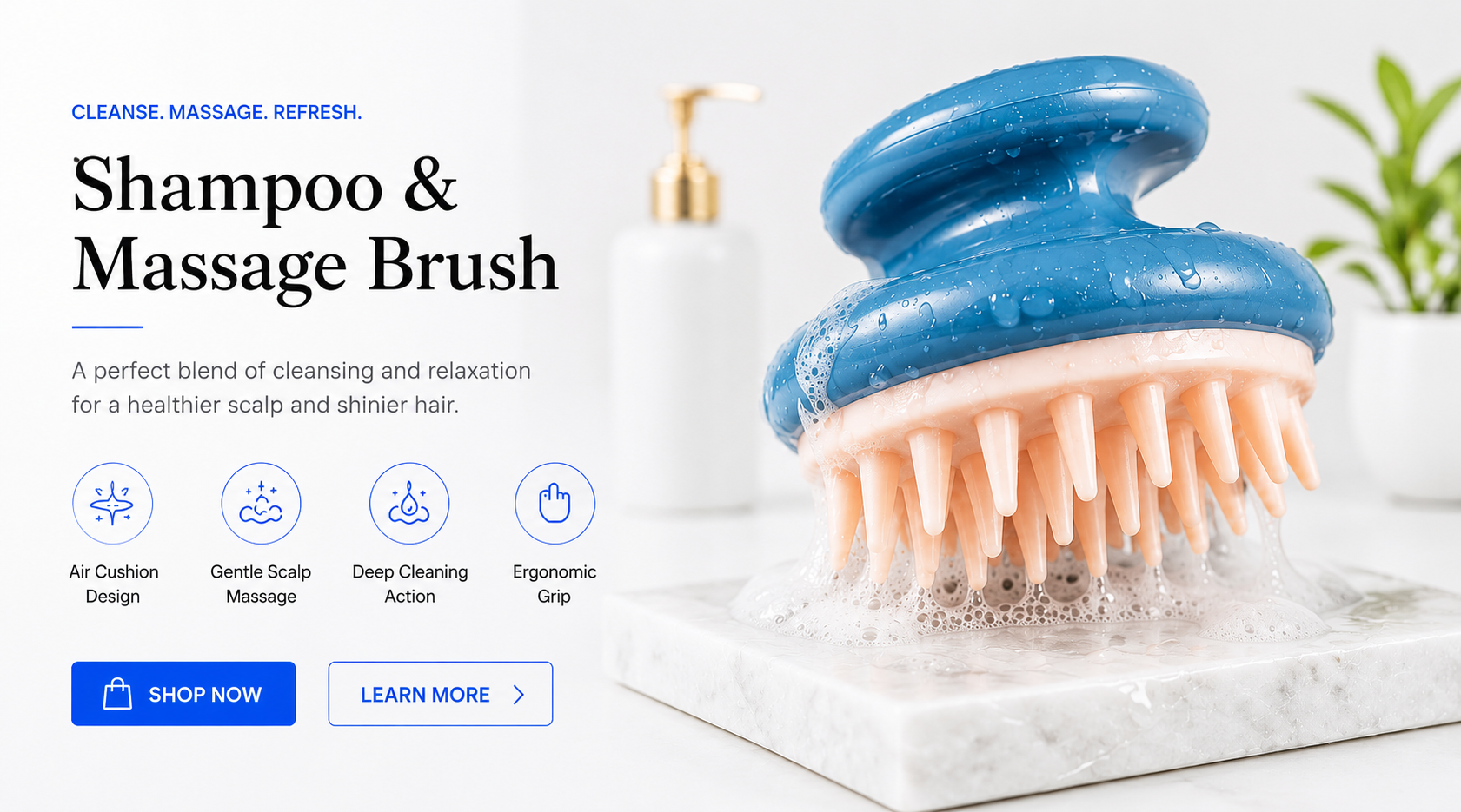 Perspectaa Hair-washing brush and shampoo comb - Landing Image 3