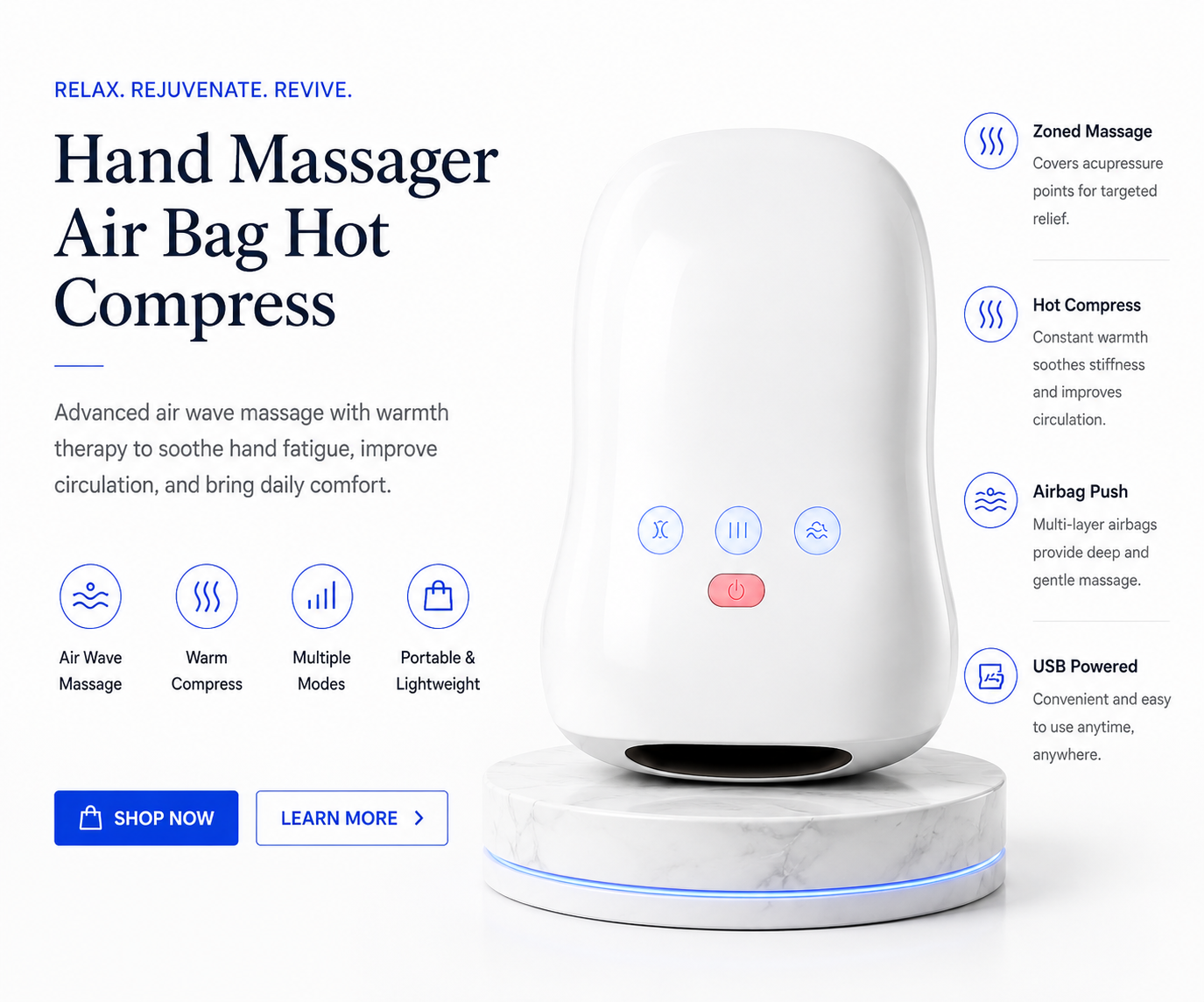 PerspectaaHand Massager with Heating and Air Wave Technology - Landing Image 3