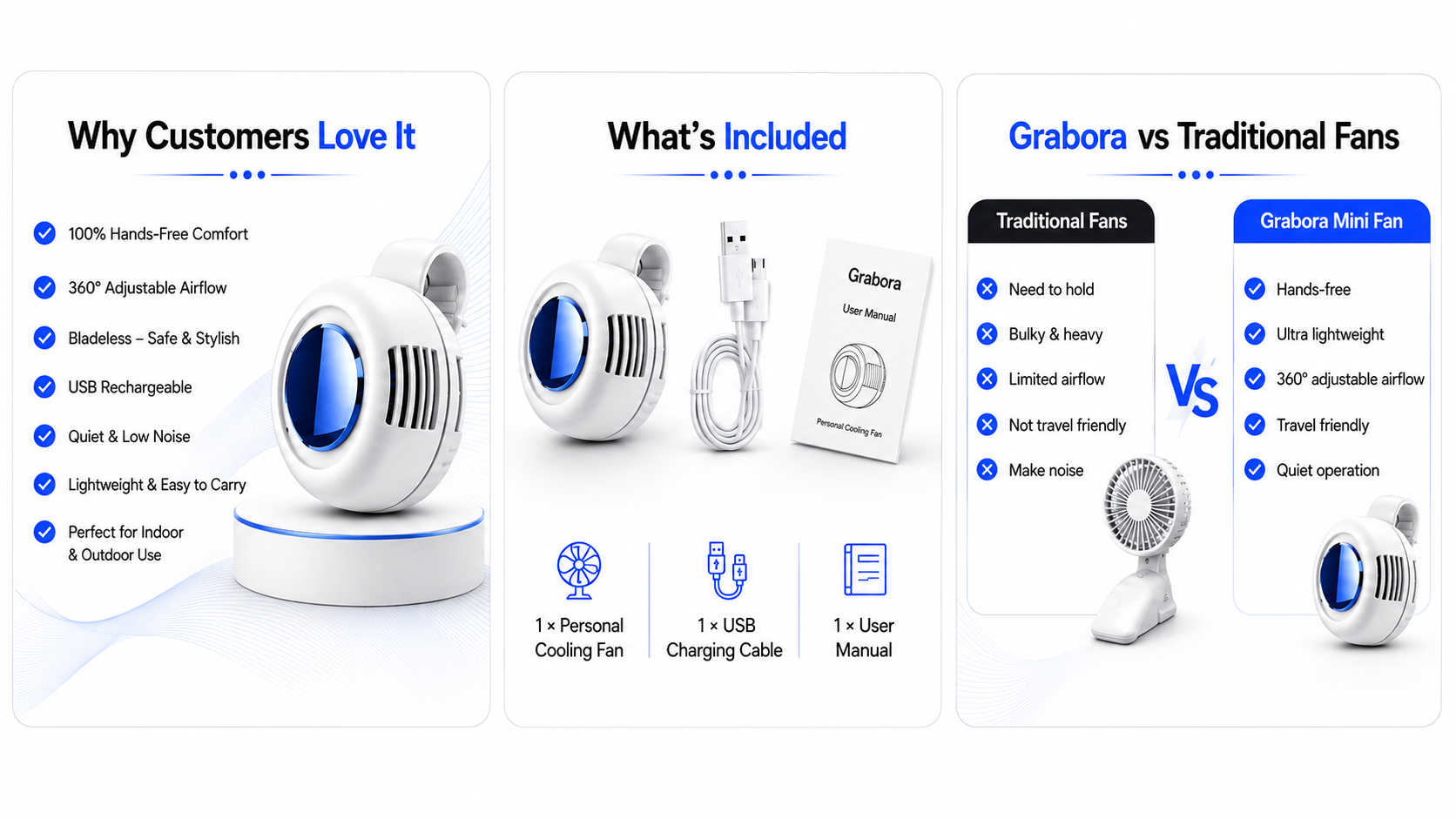 Perspectaa Portable USB Rechargeable Bladeless Mini Fan - Landing Image 4