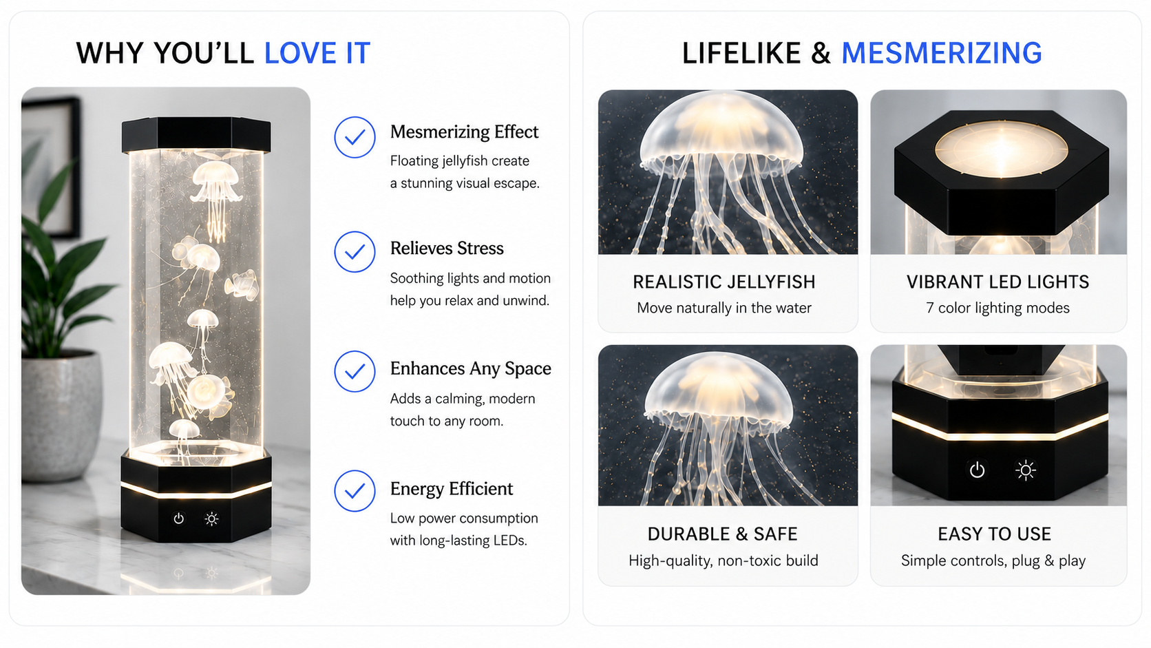 Perspectaa Remote Control Color Changing Jellyfish USB Night Light - Landing Image 3