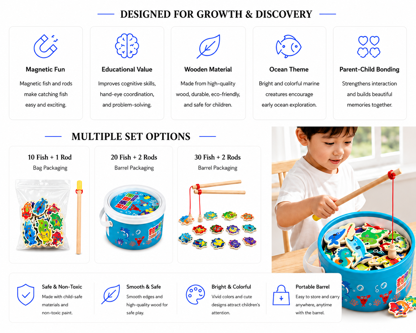 PerspectaaWooden Magnetic Fishing Game for Kids - Landing Image 3