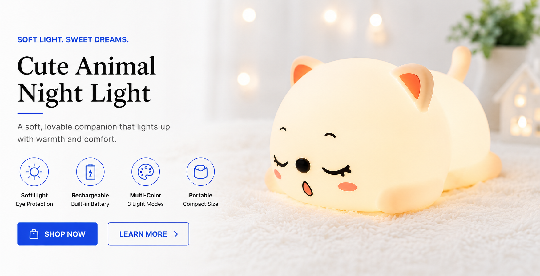 Perspectaa Animal Shape Rechargeable Night Light - Landing Image 2