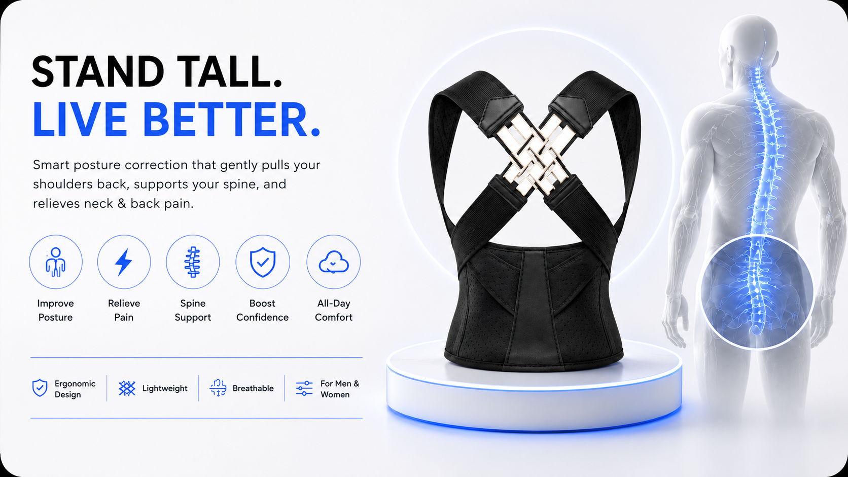Perspectaa Posture Corrector for Shoulder and Back Support - Landing Image 3