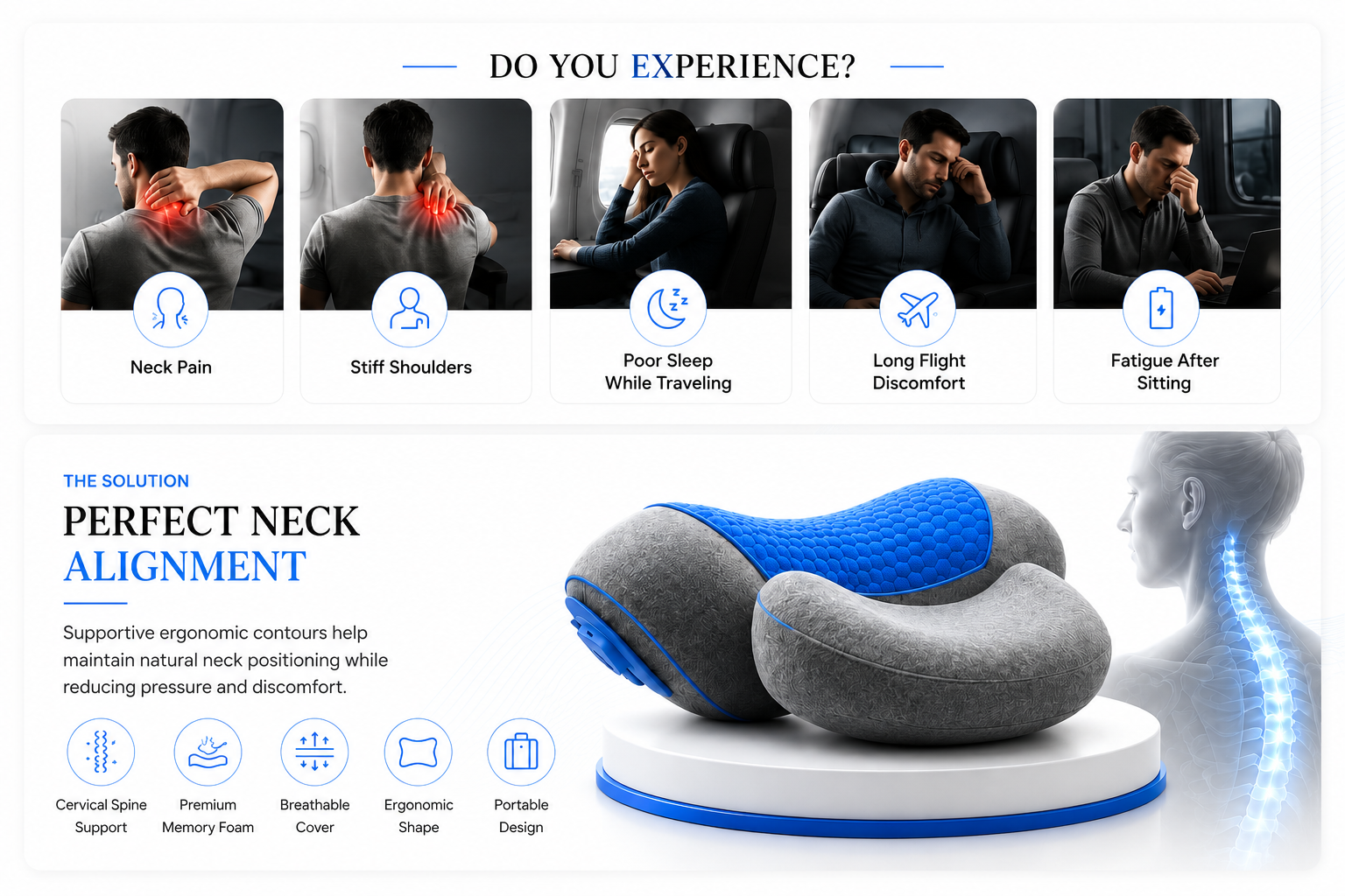 Perspectaa Adjustable Heating Massage Neck Pillow with Memory Foam - Landing Image 3