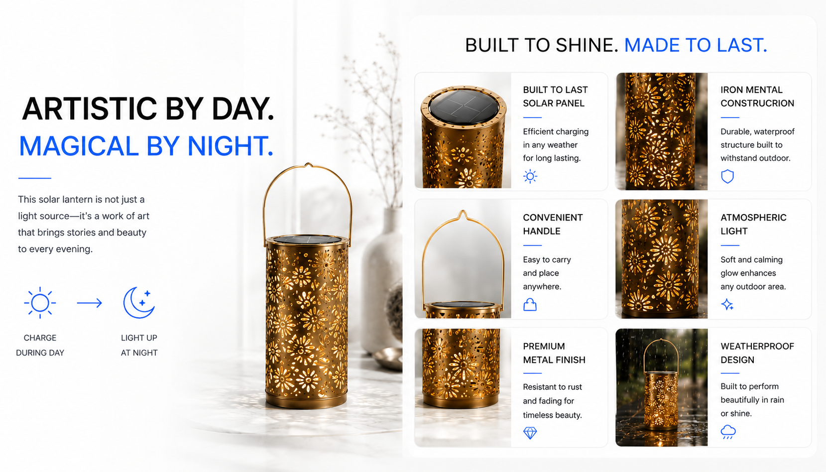 Perspectaa Solar Powered Outdoor Garden Hanging Ligh - Landing Image 1
