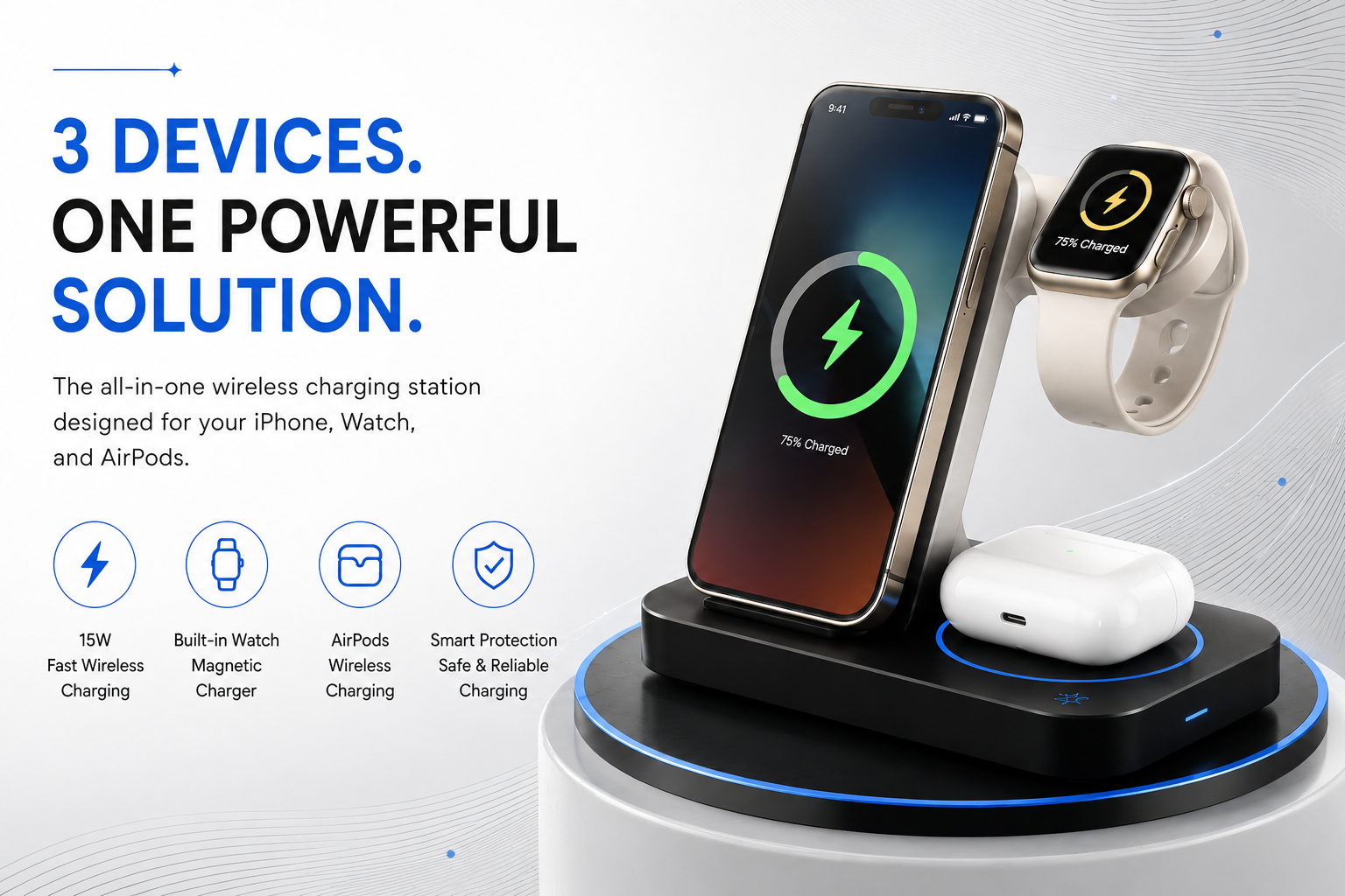 Perspectaa Universal 4-in-1 Wireless Fast Charger - Landing Image 3