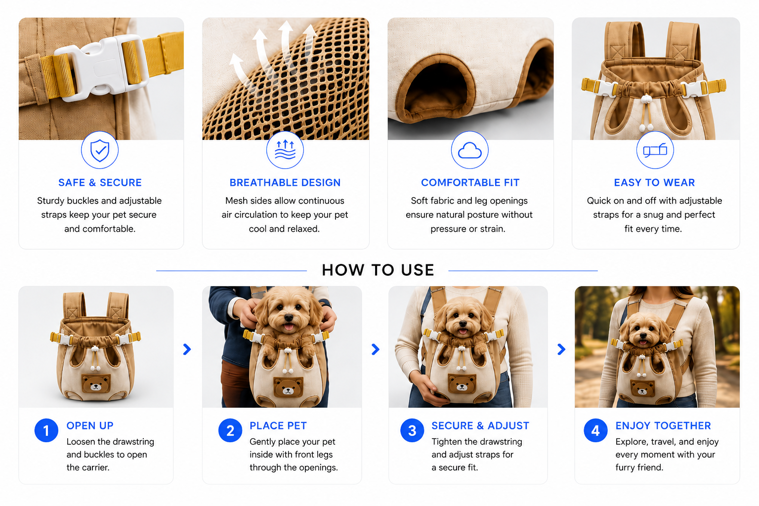 Perspectaa Pet Carrier Backpack for Small Dogs - Landing Image 3