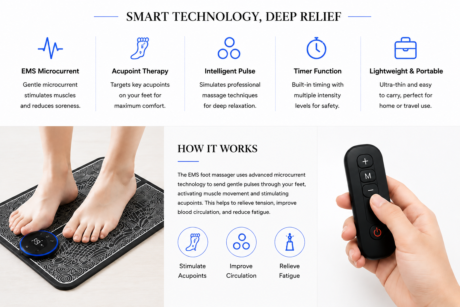 PerspectaaEMS Foot Massage Pad with Pulse Technology - Landing Image 1