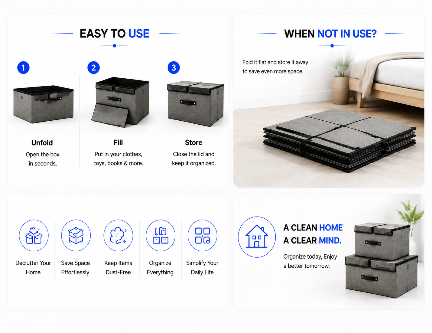 Perspectaa Foldable Fabric Storage Box with Dividers - Landing Image 1