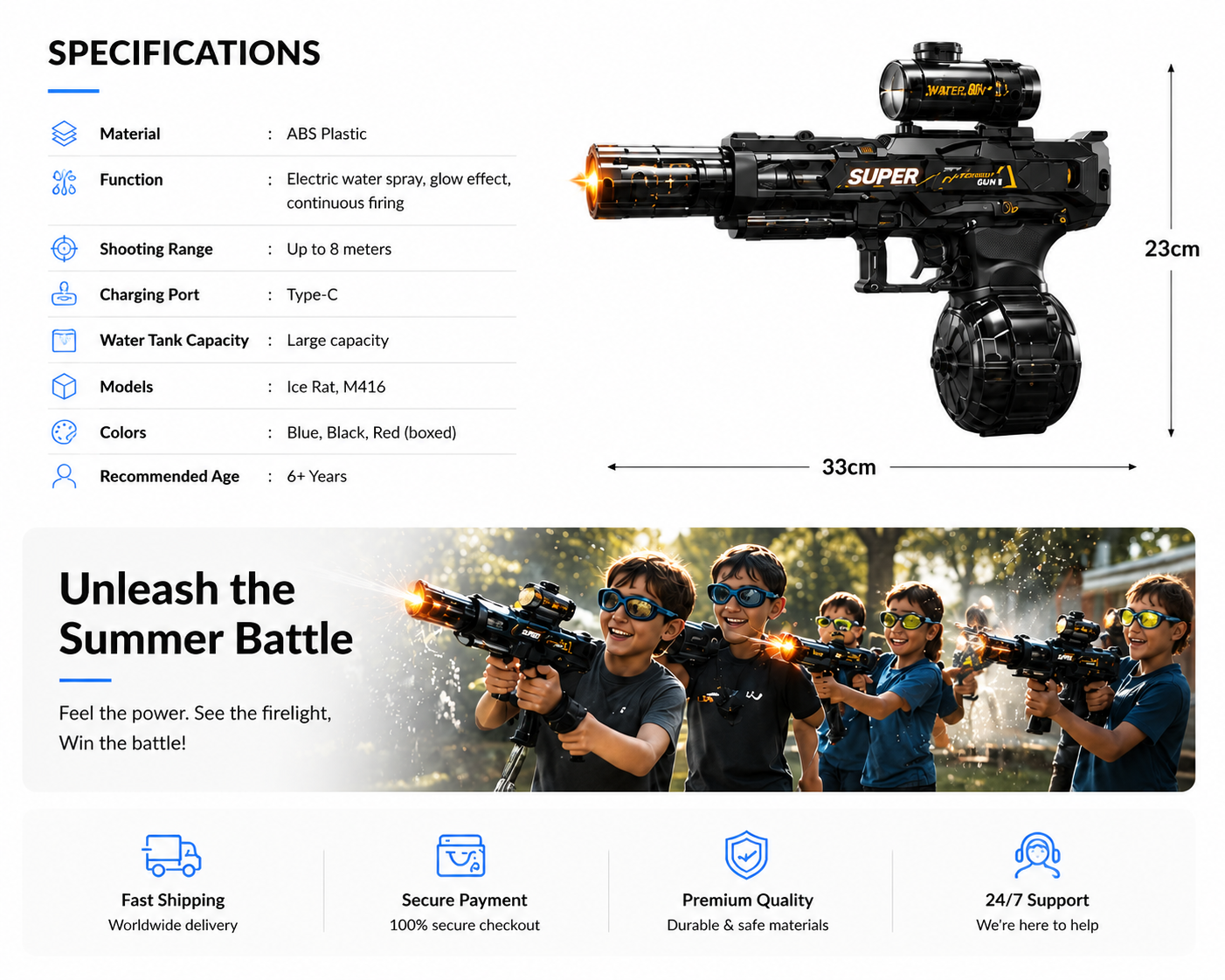 PerspectaaElectric Water Gun with Light Effect - Landing Image 2