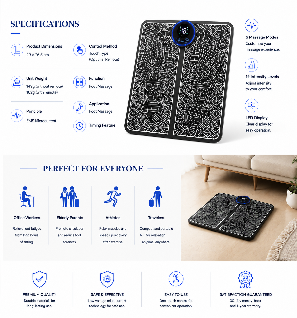 PerspectaaEMS Foot Massage Pad with Pulse Technology - Landing Image 2