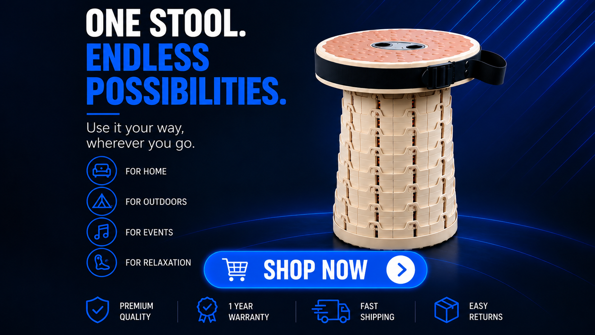 Perspectaa Portable Adjustable Telescopic Folding Stool - Landing Image 1