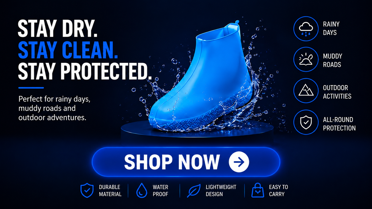 Perspectaa Waterproof Non-Slip PVC Shoe Covers - Landing Image 1