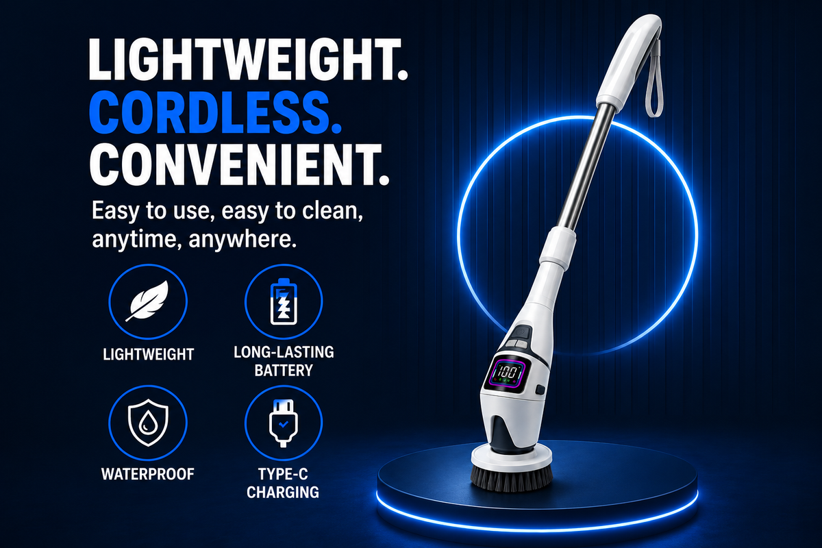 Perspectaa Multifunctional Wireless Electric Cleaning Brush with Voice Prompt - Landing Image 3