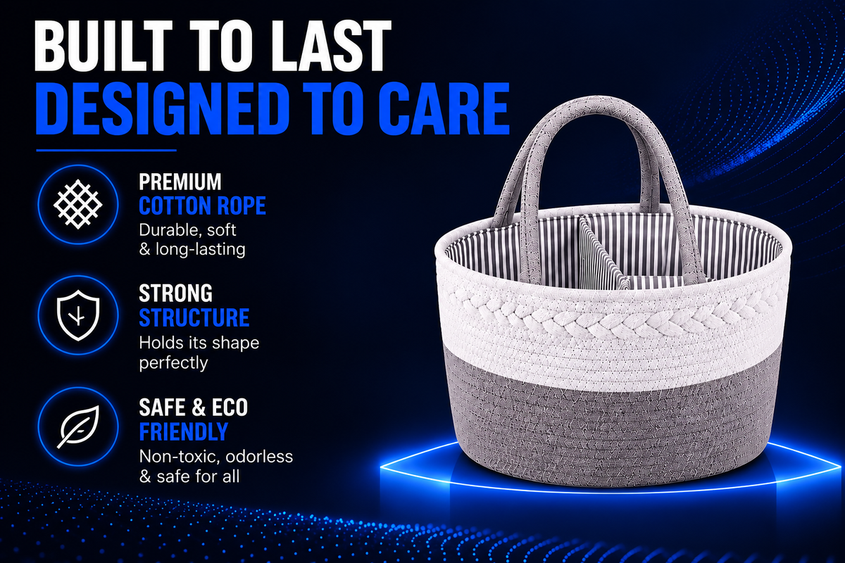 Perspectaa Handwoven Storage Basket with Removable Compartments - Landing Image 3