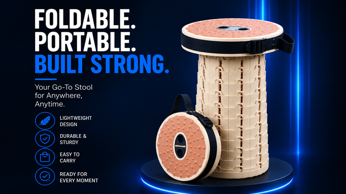 Perspectaa Portable Adjustable Telescopic Folding Stool - Landing Image 2