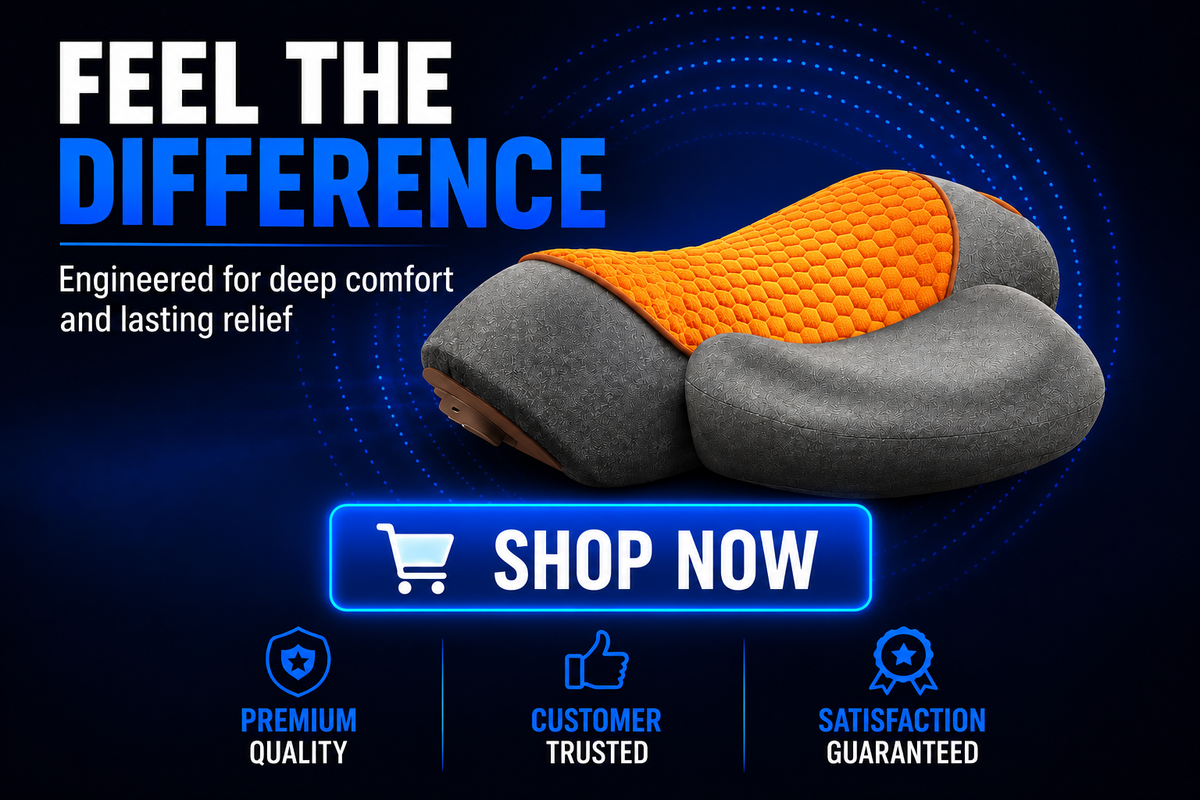 Perspectaa Adjustable Heating Massage Neck Pillow with Memory Foam - Landing Image 2