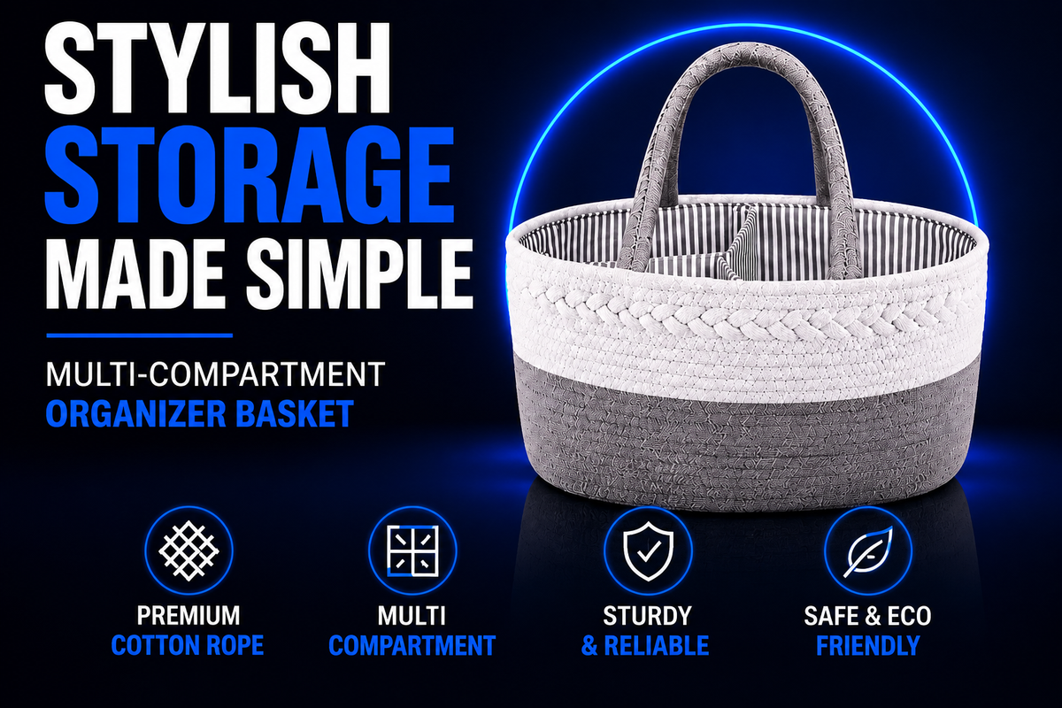 Perspectaa Handwoven Storage Basket with Removable Compartments - Landing Image 1