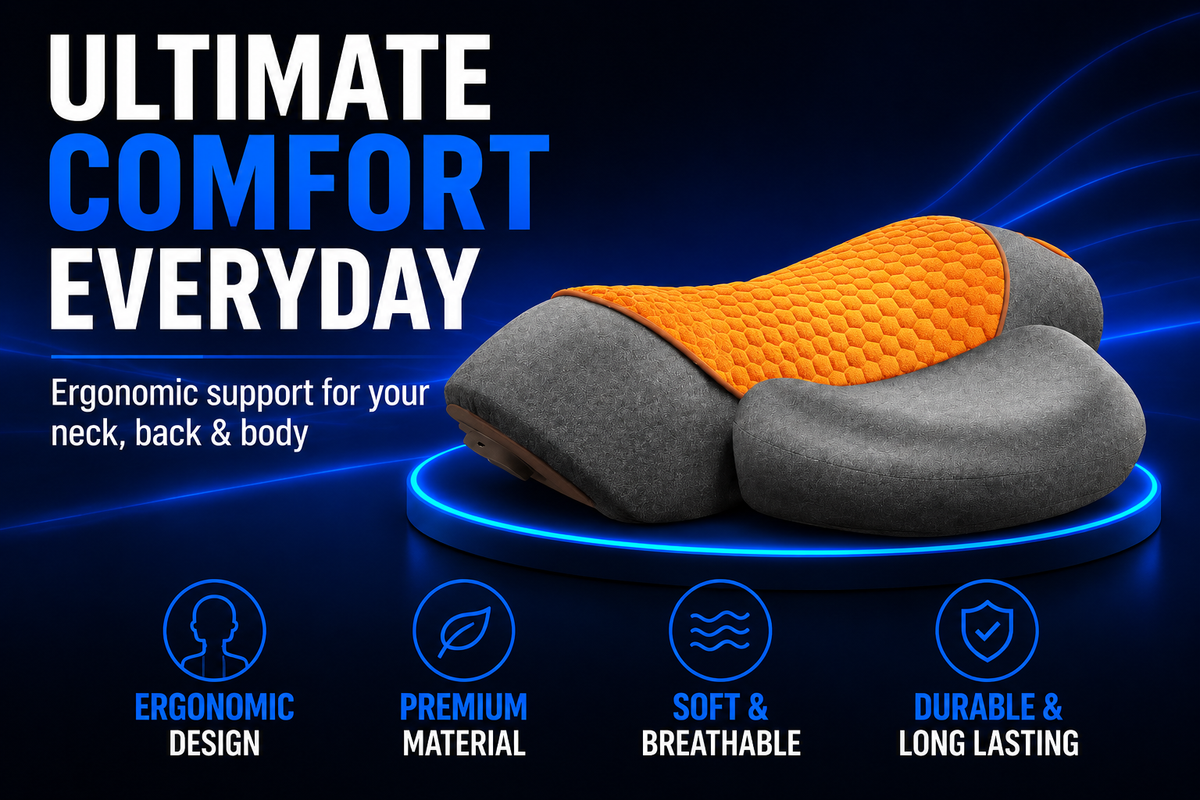Perspectaa Adjustable Heating Massage Neck Pillow with Memory Foam - Landing Image 3