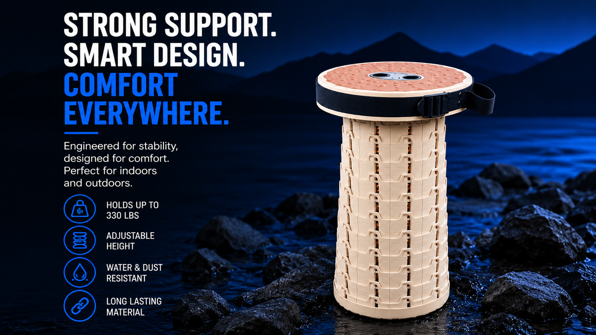 Perspectaa Portable Adjustable Telescopic Folding Stool - Landing Image 4
